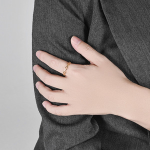 Anillo minimalista INS de titanio y acero con forma de diamante hueco, moderno y elegante, anillo de acero inoxidable de alta gama. - Product Image 4
