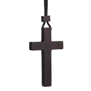 Prodotti firmati di moda collana in legno portachiavi piccola croce pedante in legno per gioielli uomo donna