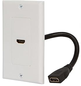 Câble vidéo mural à port unique Pigtail <span class=keywords><strong>Hdmi</strong></span> Wall Plate Prise <span class=keywords><strong>HDMI</strong></span> vers prise avec câble 6 pouces 4K UHD, ARC et Ethernet Pass-Thru - Product Image 2