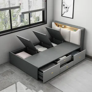 现代卧室家具功能床木制双人床设计家具带盒大床储物床