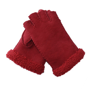 Double face en peau de <span class=keywords><strong>mouton</strong></span> Mérinos mignon femmes mitaines gants - Product Image 2