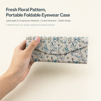 Étui à lunettes magnétique pliable à motif floral, boîte à lunettes portable triangulaire pour lunettes de soleil, lunettes de lecture, logo personnalisé, vente en gros