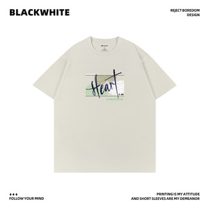 T-shirt unisexe en jersey 100 % coton, coupe classique, respirant, avec motif lettres sérigraphié, haut décontracté d'été Q212 - Product Image 4