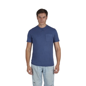 Abbigliamento più venduto per uomo t-shirt girocollo 100 cotone % con maniche corte tinta unita blu - Product Image 1