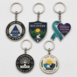 Llavero de Alta Calidad Personalizado del Fabricante, Anillo Conmemorativo de Abstinencia para Alcohólicos Anónimos, Recuerdo de Recuperación AA - Product Image 1