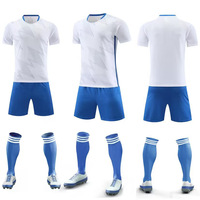 Jersey Sepak Bola Sublimasi Kustom Grosir Kerah Bulat Lengan Pendek Atasan Bernapas Cepat Kering Celana Pendek Pakaian Olahraga Musim Panas untuk Wanita