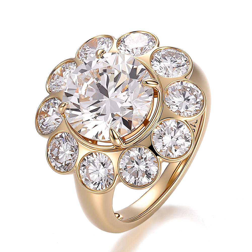 Bague en or massif 14 carats avec diamant de laboratoire