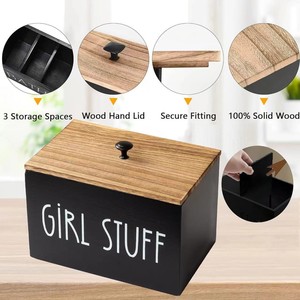 Wooden Desktop Storage Box With Lid Shark Week Engraving Organizer For <b>Tissue</b> <b>Paper</b> Sanitary Napkin Home Office Decoration - Product Image 2