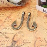 Pendentif breloque hameçon à ardillon en alliage de zinc bronze antique, avec tige enveloppée, pour souvenir de pêche