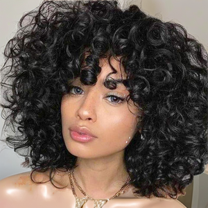 For Remy Hair Water Wave <b>Short</b> Bob <b>Wig</b> with Bangs for Black Women Transparent for Lace Base Glueless Curl - Product Image 2