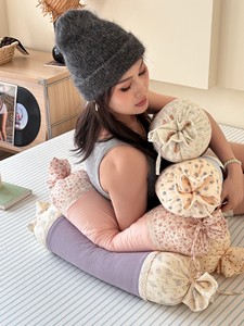 100% Cotton <strong>Small</strong> Floral Candy-Shaped Bolster Pillow Removable Washable Cover Polyester-Filled Neck-Supporting Waist <strong>Cushion</strong> for - Product Image 2
