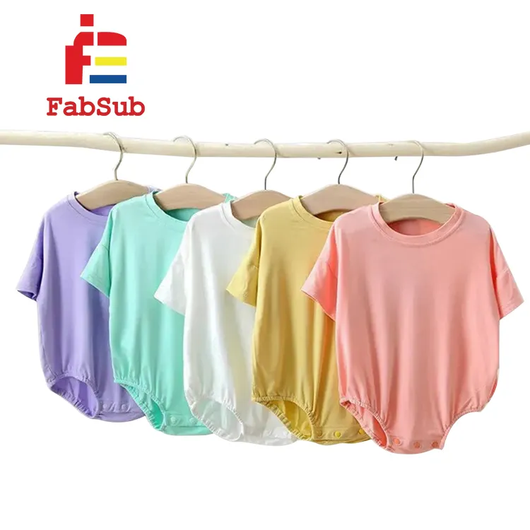 New Arrival Pastel Color Cute Baby Onesie Cotton Feel Polyester Baby Shirt Solid Color Comfortable Blank Sublimation Baby Onesie