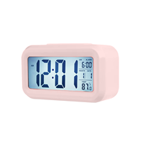 Jam Alarm Digital LED Elektronik Modern dengan Lampu Latar, Bertenaga Baterai, Tampilan Desktop 12/24 Jam, Monitor Suhu, Kalender, Ramadan
