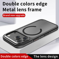 Coque Magnétique Antichoc pour iPhone 17 16 Pro Max, Sensation Luxe Mat avec Cadre Métallique pour Objectif, Étui de Téléphone Portable