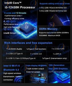 New Design MINI <strong>Computer</strong> <strong>NUC</strong> UHD Graphics Intel Core I5-12450H 8 Core 12 Thread DDR4 64GB RAM Wifi 6 BT5.2 Home Office Mini PC - Product Image 5