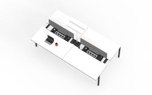Poste de travail modulaire pour 2 personnes <span class=keywords><strong>avec</strong></span> <span class=keywords><strong>plateau</strong></span> <span class=keywords><strong>coulissant</strong></span> pour câbles et panneau de confidentialité arrière - Product Image 6