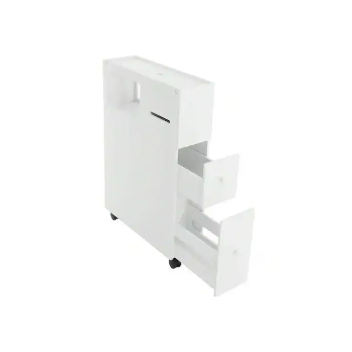 White Narrow Bathroom Cabinet Toilet Sideboard Organizer for Home Decor for Storing Tissues Shampoos Creams during Summer