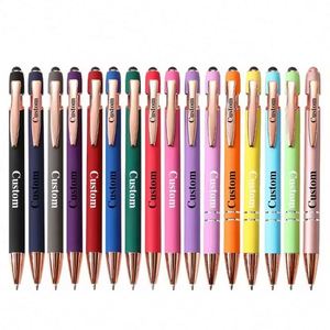 Logo Ball Stylus Navy Blue Rose <b>Gold</b> Metal <b>Pen</b> <b>Pens</b> Black Matt Rubber Ballpoint - Product Image 6