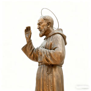 Statue religieuse d'extérieur sur mesure, sculptée en 3D, représentant le Père <span class=keywords><strong>Pio</strong></span>, en bronze, de style traditionnel. - Product Image 2