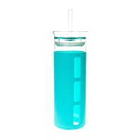 Gobelet en verre borosilicaté réutilisable 360ML 500ML avec tasse en verre de paille avec protecteur en silicone