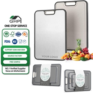 Ensemble de planches à découper extra-larges de 3 pièces en titane/acier inoxydable, paille de blé PP, double face, <span class=keywords><strong>planche</strong></span> à découper de cuisine, plateau de service - Product Image 2