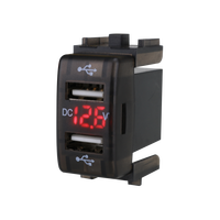 12V 3.1A Dual Charger Nissan Port USB dengan Voltmeter Digital