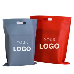 Customized Logo Printing Ultrasonic Orange Non Woven Die Cut Handle Bags