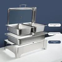 Silberner Rechteckiger Beheizter Suppen-Chafing Dish aus Edelstahl für Restaurant, Hotel, Gewerbliches Buffet, Kompatibel mit Kochplatten