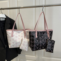 Nouveau Sac Fourre-tout 2025 en PU à Imprimé Nœud, Grande Capacité, Élégant, Texturé, Sac à Bandoulière Tendance en Polyester pour le Travail et les Femmes