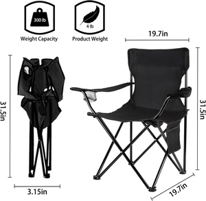 Chaises de <span class=keywords><strong>camping</strong></span> pliables légères HANTU en tissu Oxford avec cadre en fer moderne - Meubles d'extérieur portables pour la plage, la randonnée et le jardin - Product Image 3