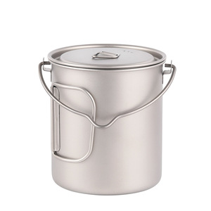 Outdoor Portable 750ml Mug Single Lunch Box with Slanted Handle Hanging Pot Folding Handle Titanium Travel <b>Camping</b> <b>Cup</b> - Product Image 1