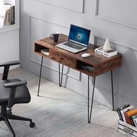Bureau d'ordinateur à pieds en métal, bureau d'écriture de bureau à domicile, Table d'étude pour ordinateur portable avec tiroir