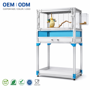 Gabbia per Uccelli con Supporto, Telaio in Profili <span class=keywords><strong>di</strong></span> Alluminio, Vassoio Estraibile in Acrilico per Pappagalli Piccoli e Medi, Gabbia Personalizzabile - Product Image 4