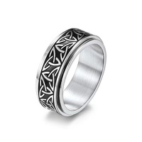 Edelstahl-Ringe mit römischen Ziffern-Einlage zur Angstlinderung, 4-6 Stück, schwarzes Spinner-Ring-Set, Unisex, Größe 10