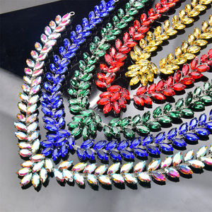 Nouveau coloré strass mariée argent cristal Applique verre diamant fleur garniture pour robe cheveux accessoire bricolage - Product Image 6