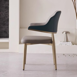 Lumière italienne atmosphère de luxe dossier durable accoudoir creux cuir acier inoxydable maison hôtel café <span class=keywords><strong>salle</strong></span> <span class=keywords><strong>à</strong></span> <span class=keywords><strong>manger</strong></span> chaise - Product Image 5