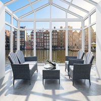 Ensemble de canapés d'extérieur en rotin tressé, design traditionnel, 4 places, durable, respectueux de l'environnement, pour villa/cour/park/jardin, utilisation hôtelière