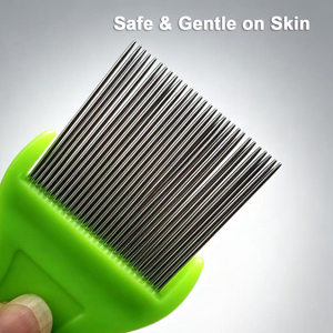 Peigne <span class=keywords><strong>anti</strong></span>-puces et <span class=keywords><strong>poux</strong></span> pour animaux de compagnie, durable, antirouille, professionnel, en acier inoxydable, pour le nettoyage du pelage, élimine efficacement les nitres 04p - Product Image 4