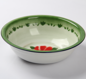 Bassin strié coloré en émail métallique nostalgique à l'ancienne de bonne qualité avec couvercle bassin de soupe de nouilles de gâteau de salade multi taille - Product Image 5