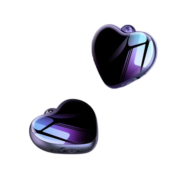Mini Heart Shaped Necklace Pendant Voice Recorder 1536Kbps File Encryption 30Hours Long Time Recording Digital Audio MP3 Records
