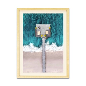 Cuadro sobre agua marina para Hotel, vista de punto de vista, arte moderno, rosa, playa, con Marco, lienzo impreso - Product Image 1