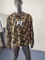T-shirt à manches longues en tricot gaufré camouflage pour homme, col ras du cou raglan, streetwear, haut thermique camouflage, t-shirt à manches longues avec logo personnalisé