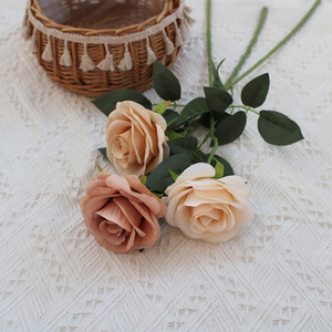 Rose hollandaise en soie à toucher réel, petite branche unique, pour arrangement floral de table, décoration intérieure, vente en gros, composition florale douce - Product Image 2