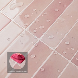 Ship Only to USA Pink Peel and Stick Wall Sticker <b>Kitchen</b> Backsplash 3D Wallpaper Mosaic Sticker for HomeDecor (10 Sheet) - Product Image 4