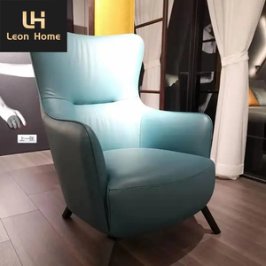 Sillón de cuero azul con respaldo alto y diseño de lujo moderno a precio de fábrica con la mejor venta - Product Image 6