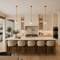 Suspension de cuisine en acier et verre transparent, luminaire suspendu à intensité variable pour îlot de cuisine, comptoir de bar, salle à manger, luminaire personnalisé, vente en gros, ETL
