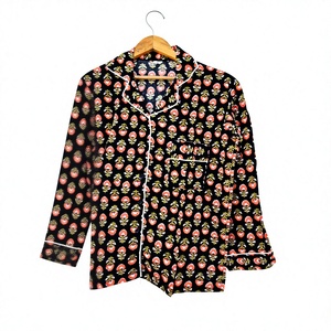 Haut de pyjama décontracté en coton tricoté à manches longues pour homme, imprimé floral, doux, pour le printemps, lavable en machine, cadeau pour elle - Product Image 3
