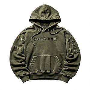 <b>Women's</b> Olive <b>Green</b> Washed Oversized Hoodie Custom Logo Embossed Premium Cotton <b>Fleece</b> Pullover Sweatshirt Wholesale Streetwear - Product Image 1