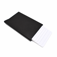 Dompet Kartu Minimalis Tipis Anti RFID dari Aluminium Alloy, Tempat Kartu Kredit Bisnis Tanpa Penutup, Terukir Laser
