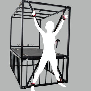 เตียงรัดตัวแบบ BDSM ยี่ห้อ BANSEY พร้อมที่ยึดเครื่องช่วยสำเร็จความใคร่ โครงเหล็ก SM cage เตียงบอนด์เดจ เฟอร์นิเจอร์บอนด์เดจ เฟอร์นิเจอร์สำหรับห้องดันเจี้ยน - Product Image 4